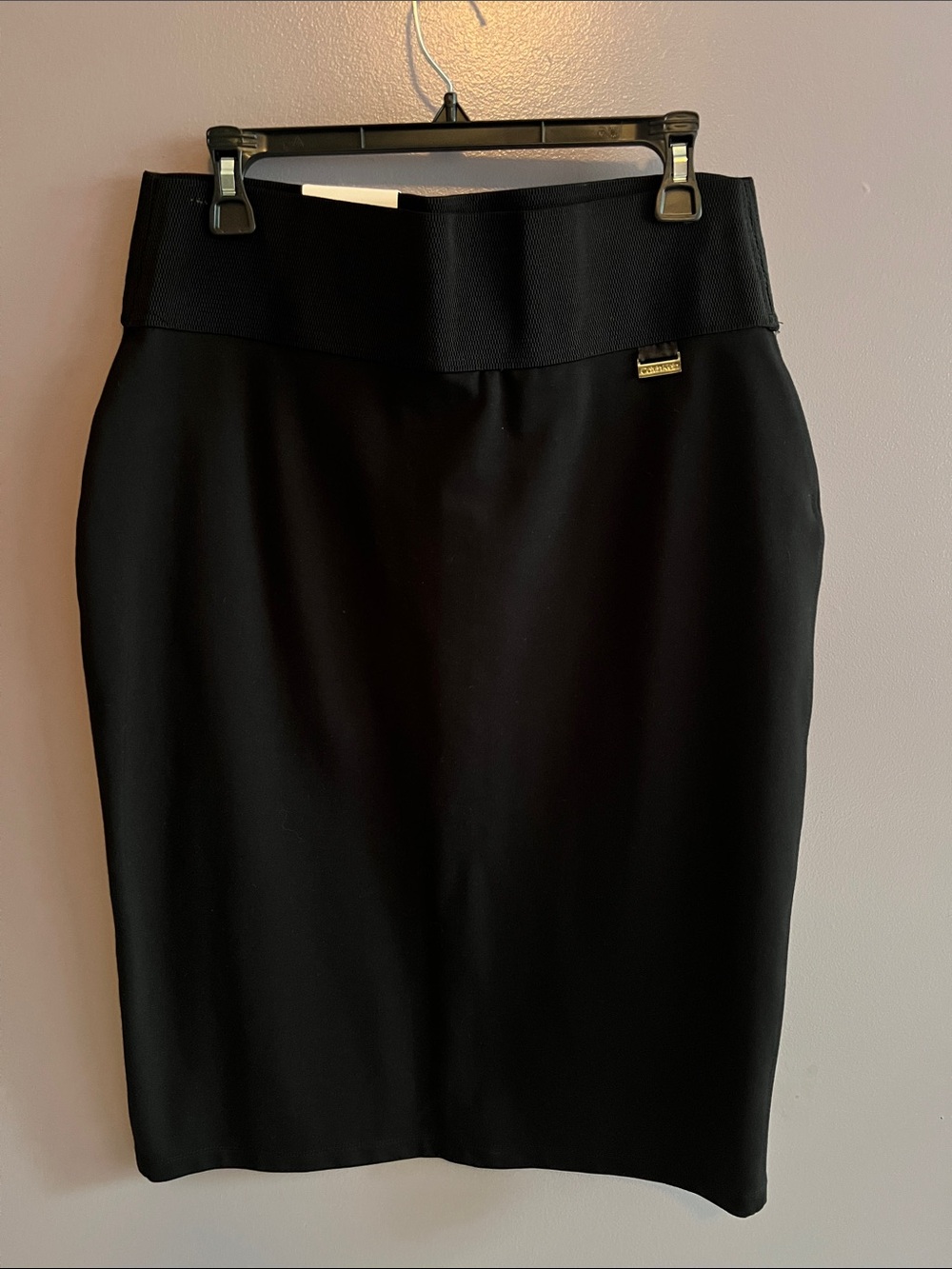 Calvin Klein Black Pencil Skirt with Waistband Trim